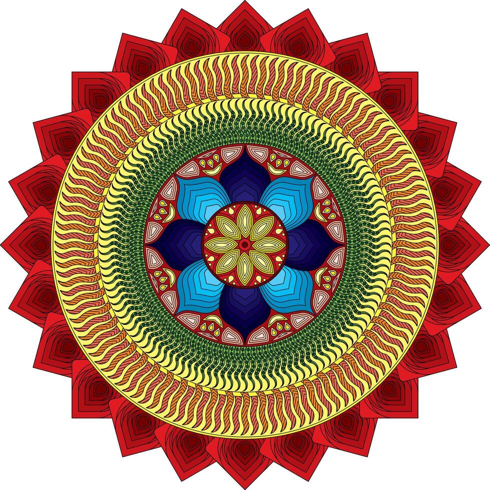 Colorful Mandala Art Indian Rangoli vector