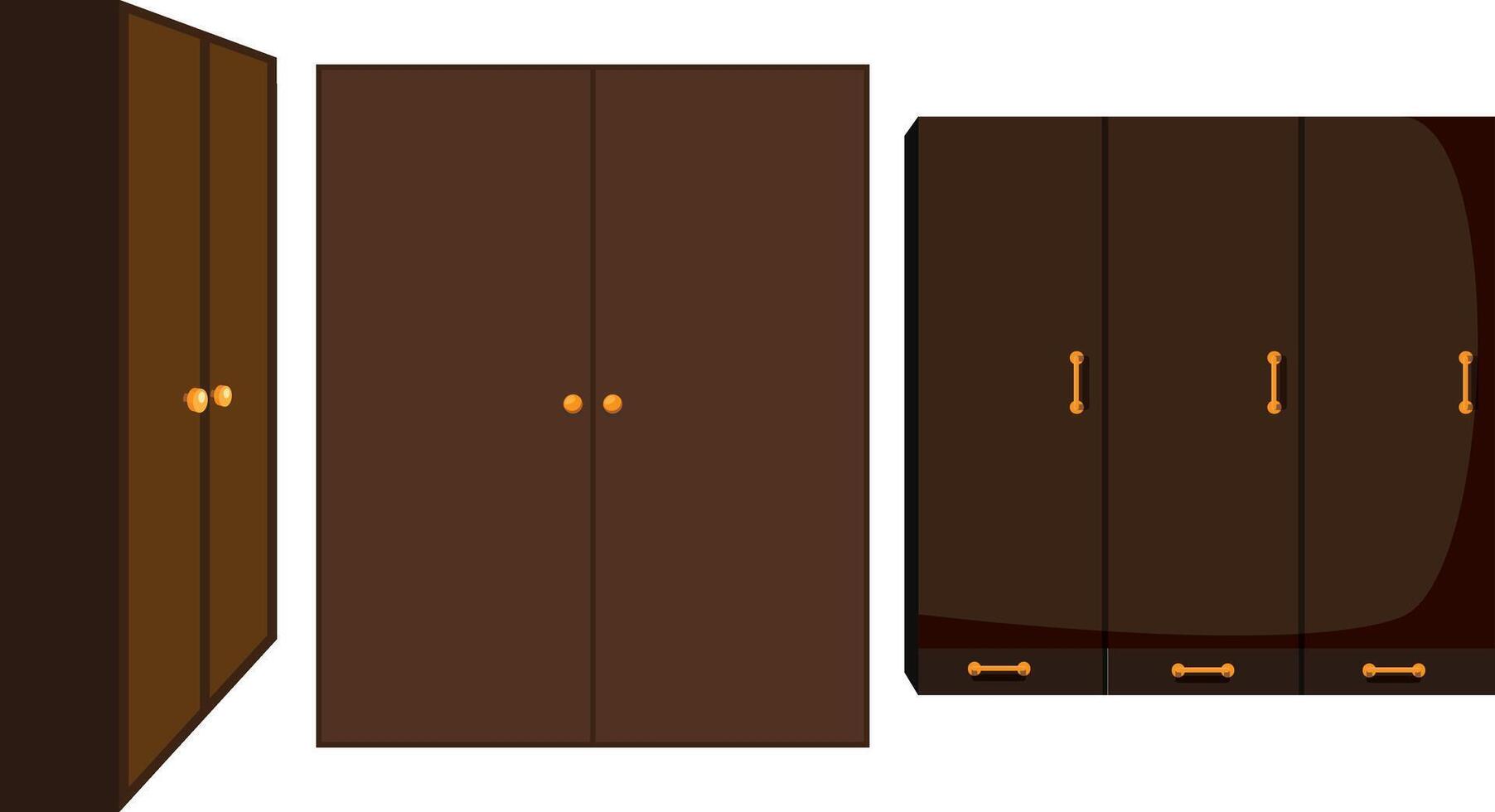 Wardrobe Cupboard Furniture Set For Bedroom Decor vector
