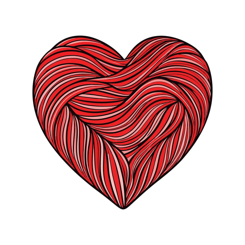 Artistic Heart with Red Swirling Lines vector