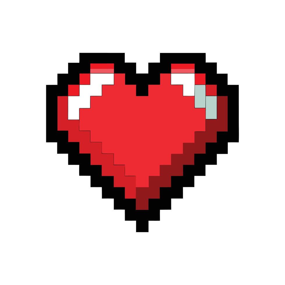 Pixelated Heart Icon for Gaming and Social Media vector