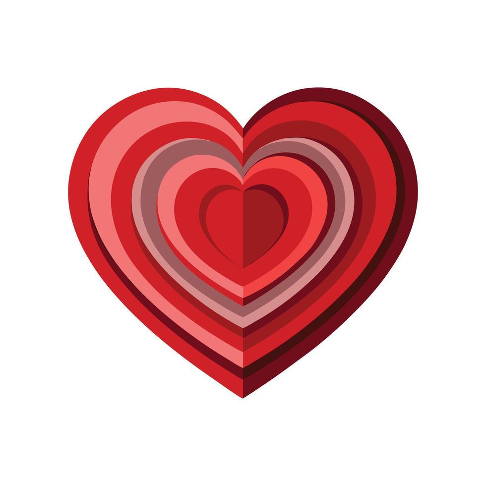 Layered Red Heart Symbol for Love and Valentine's Day vector