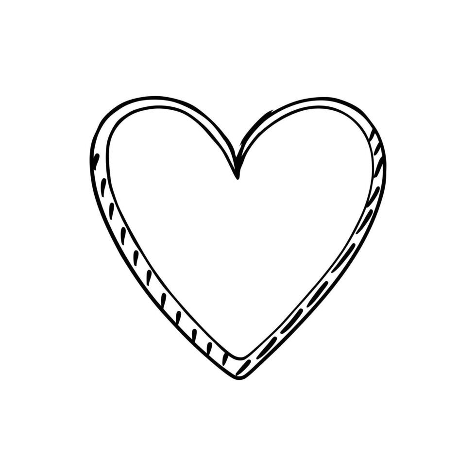 Hand-drawn heart symbol for Valentine's Day vector