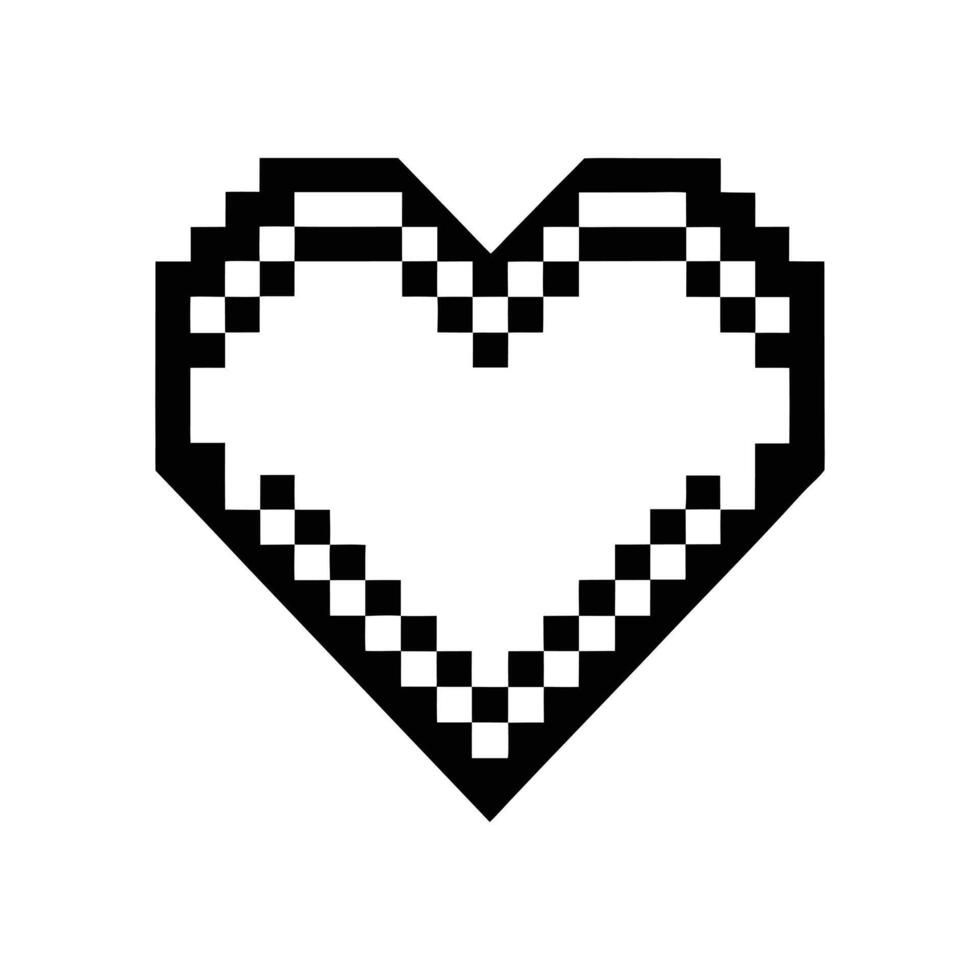 Black Pixelated Pink Heart Icon vector