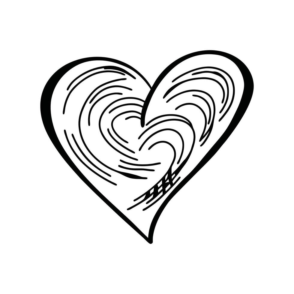 Hand-drawn heart illustration with love and romance concepts. vector