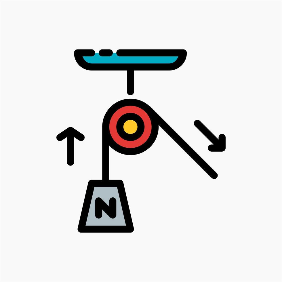 Design Illustration graphic of Single pulley icon with colored outline style. Suitable for UI, mobile design, web design, etc. vector