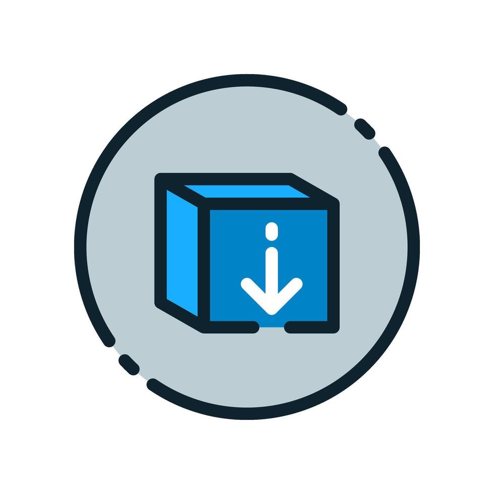 Design Illustration graphic of download box icon with colored outline style. Suitable for UI, mobile design, web design, etc. vector