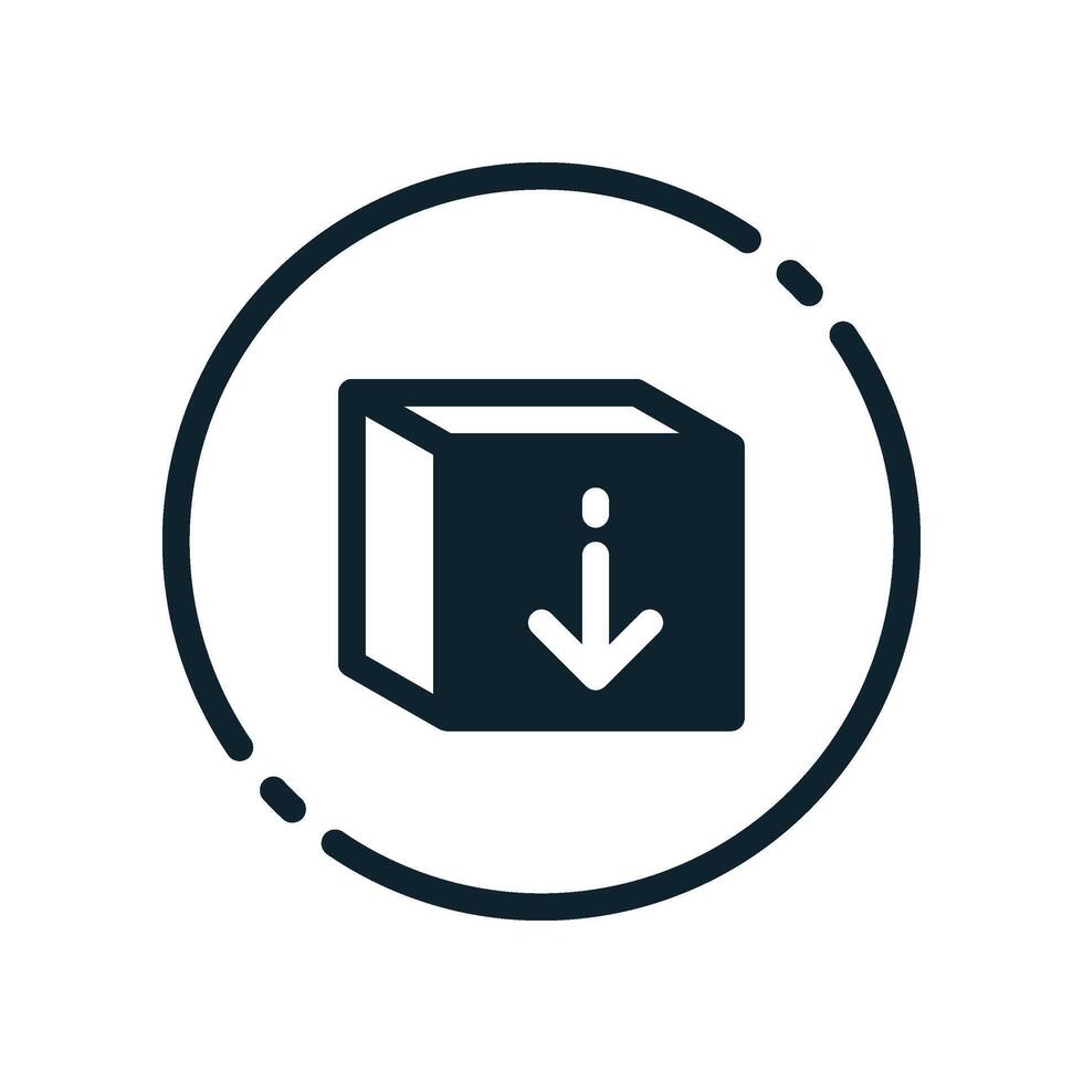 Design Illustration graphic of download box icon with glyph style. Suitable for UI, mobile design, web design, etc. vector