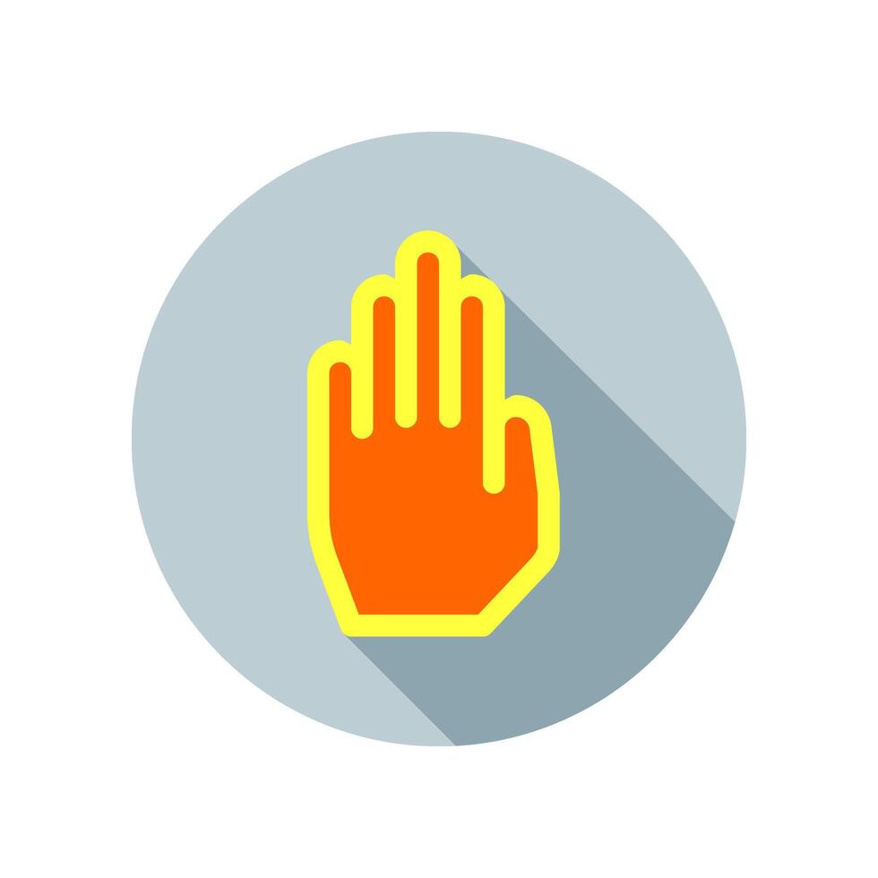 Design Illustration graphic of stop hand sign icon with flat style. Suitable for UI, mobile design, web design, etc. vector