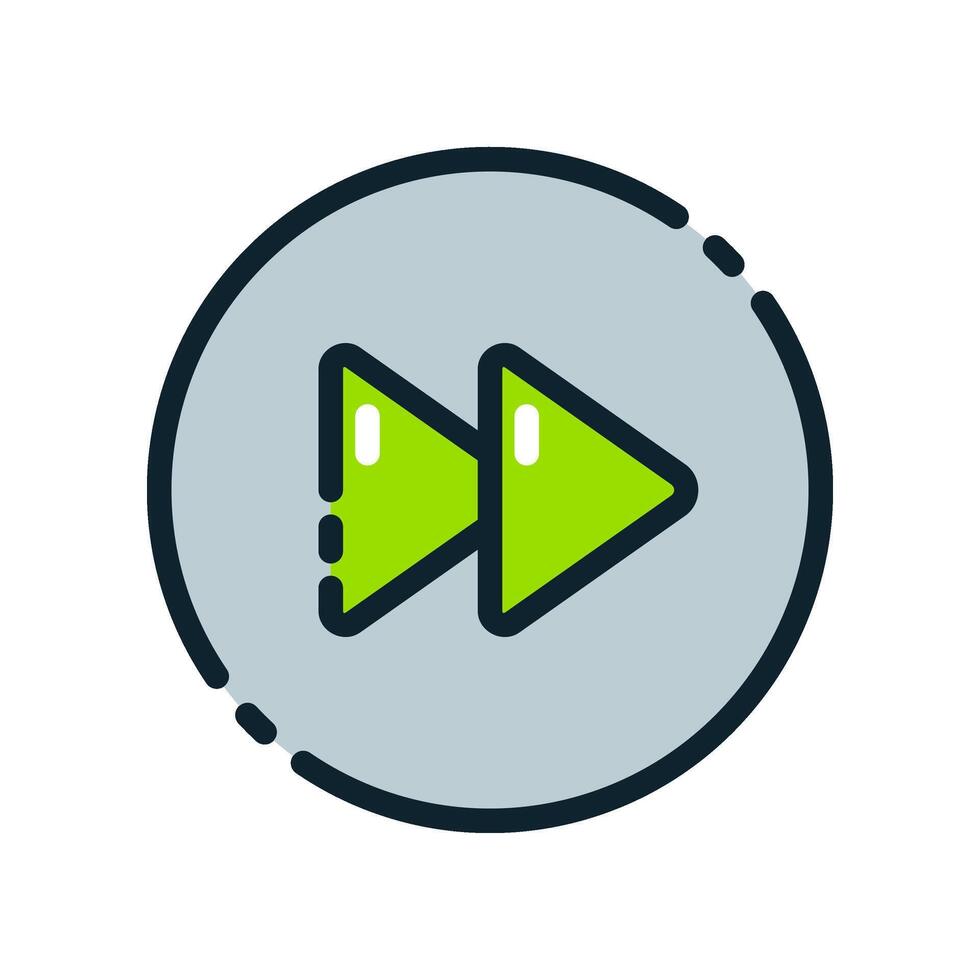 Design Illustration graphic of forward button icon with colored outline style. Suitable for UI, mobile design, web design, etc. vector
