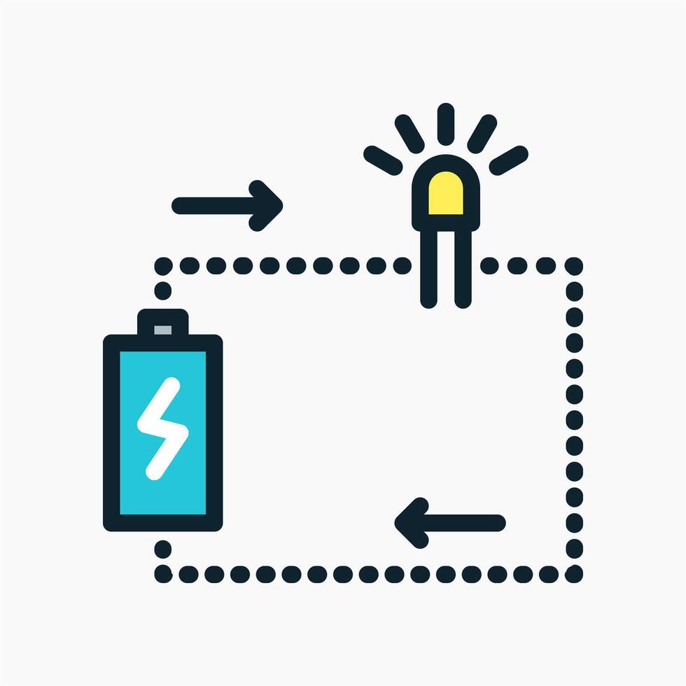 Design Illustration graphic of simple electrical circuit icon with colored outline style. Suitable for UI, mobile design, web design, etc. vector