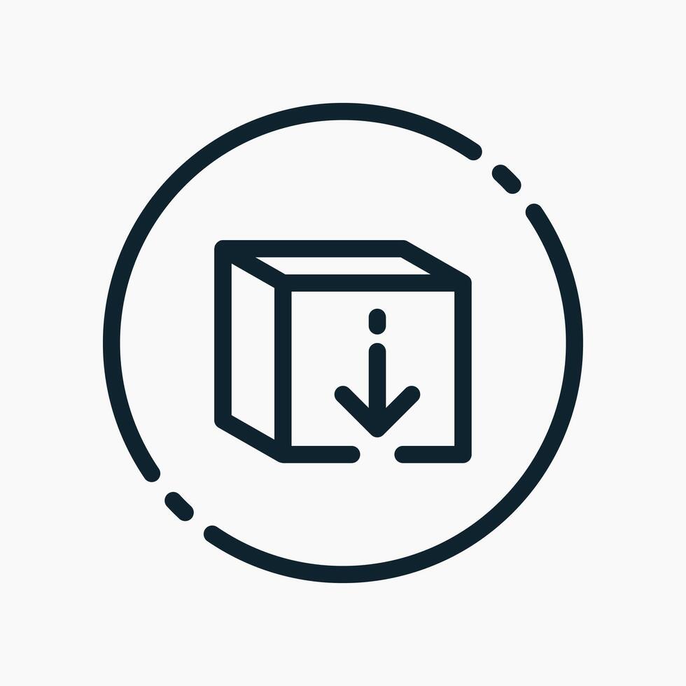 Design Illustration graphic of download box icon with line style. Suitable for UI, mobile design, web design, etc. vector