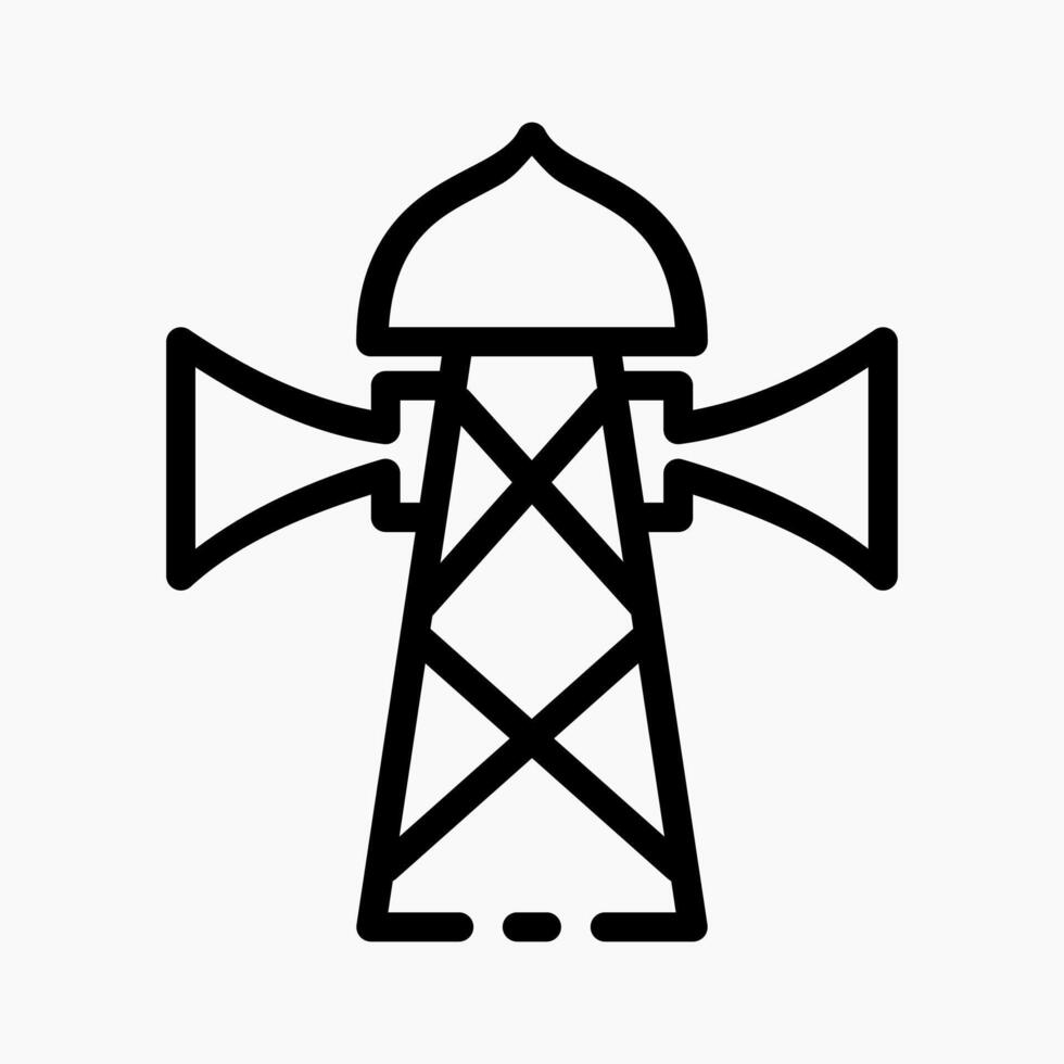 Design Illustration graphic of mosque tower icon with line style. Suitable for UI, mobile design, web design, etc. vector