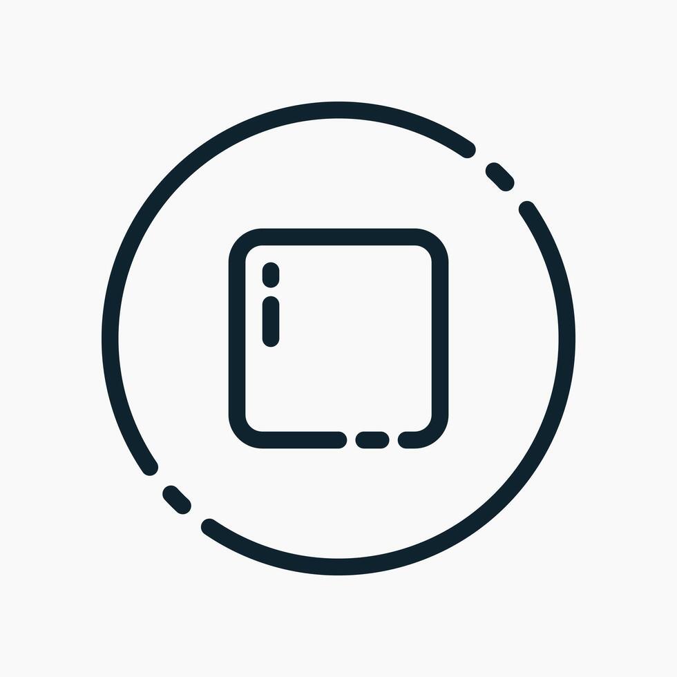 Design Illustration graphic of stop button icon with line style. Suitable for UI, mobile design, web design, etc. vector