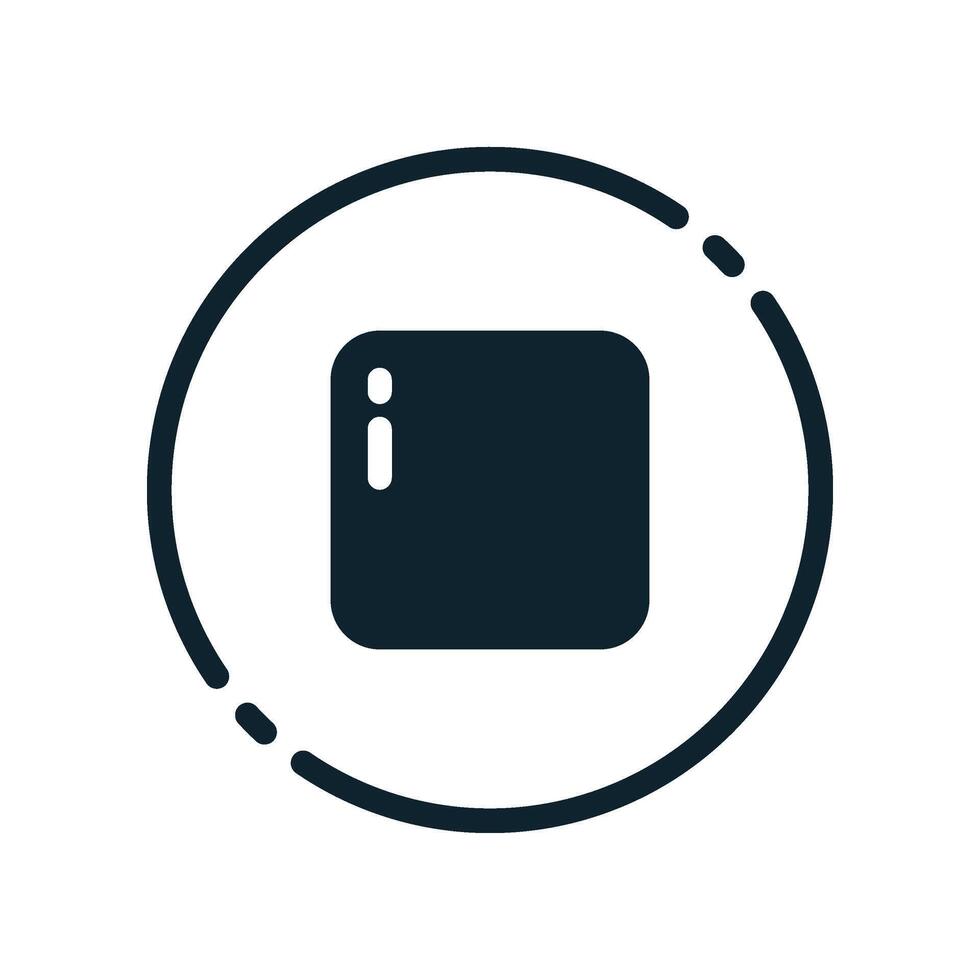 Design Illustration graphic of stop button icon with glyph style. Suitable for UI, mobile design, web design, etc. vector