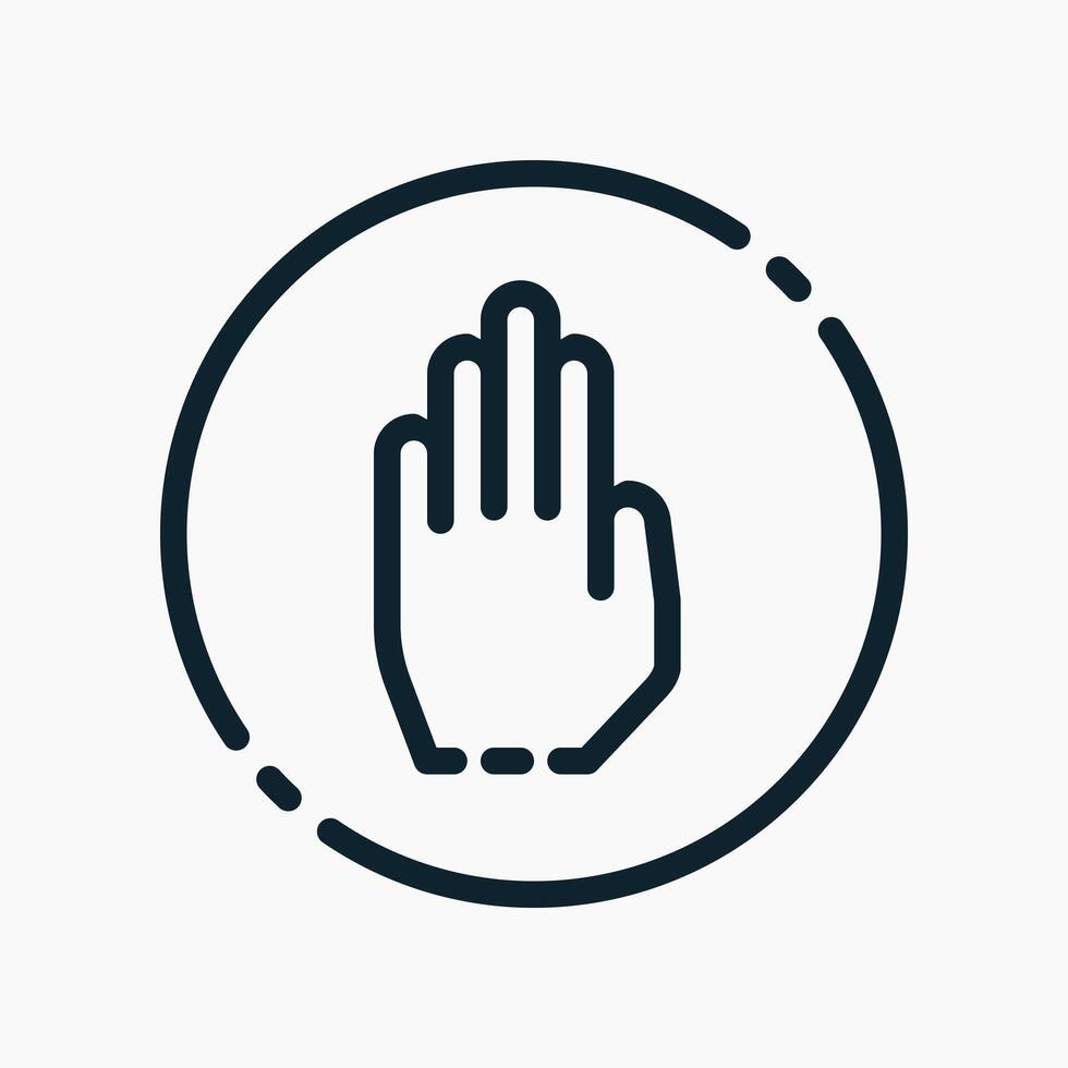 Design Illustration graphic of stop hand sign icon with line style. Suitable for UI, mobile design, web design, etc. vector