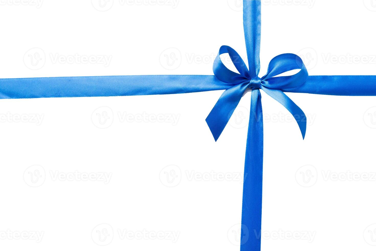 blue ribbon bow isolated white background. empty space for design photo