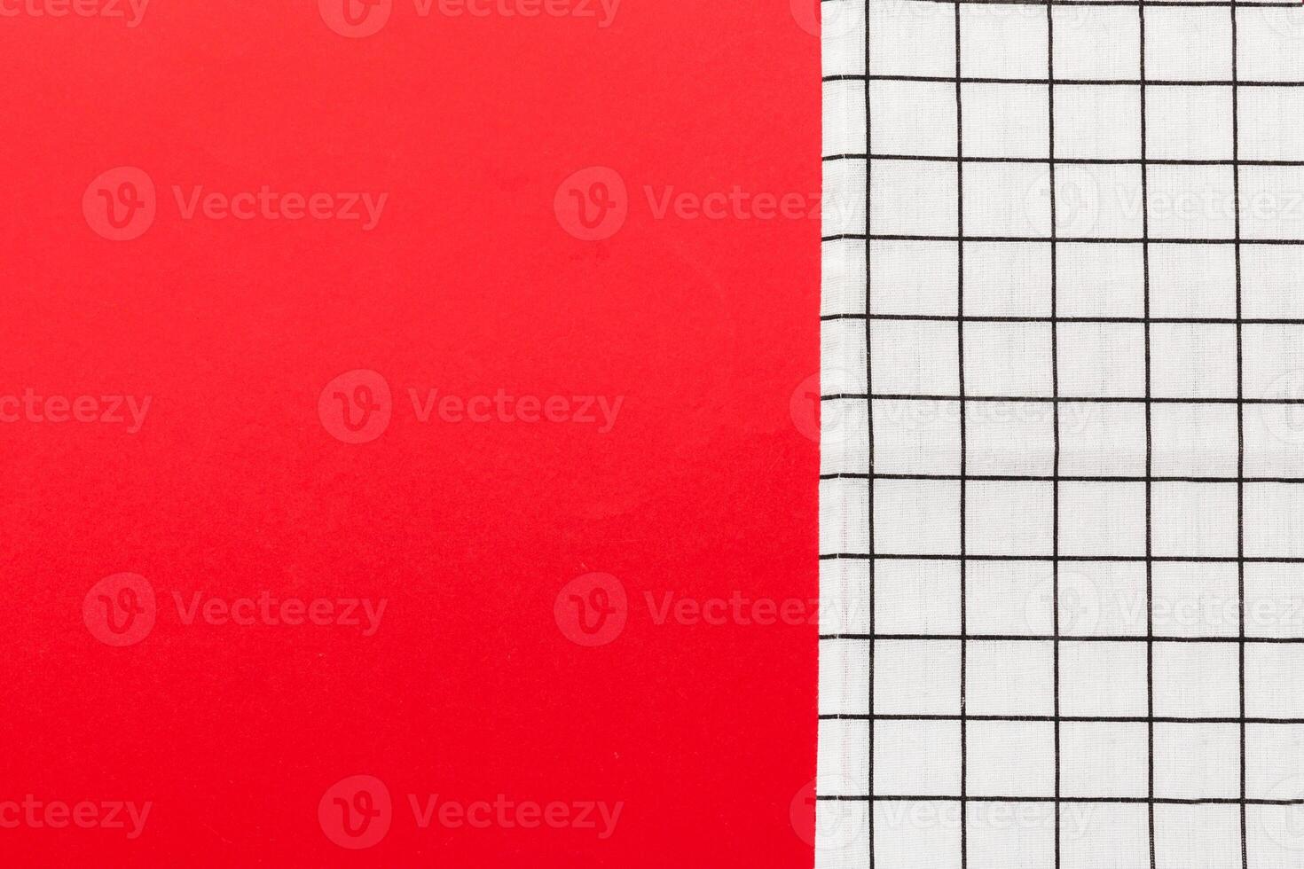 top view white empty kitchen napkin isolated on table background. Folded cloth for mockup with copy space, Minimal style photo