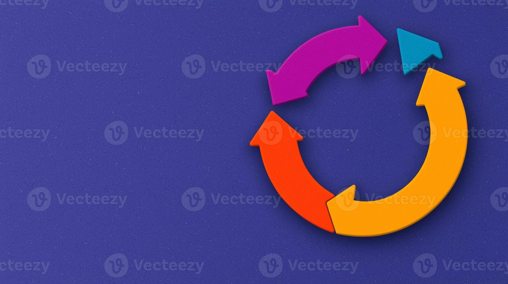 Colorful Circular Arrows Representing Customer Journey Concept on Blue Background photo