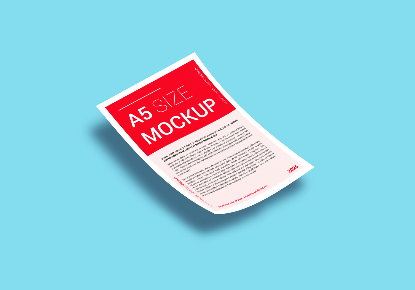 Flying A5 Paper Flyer Mockup psd