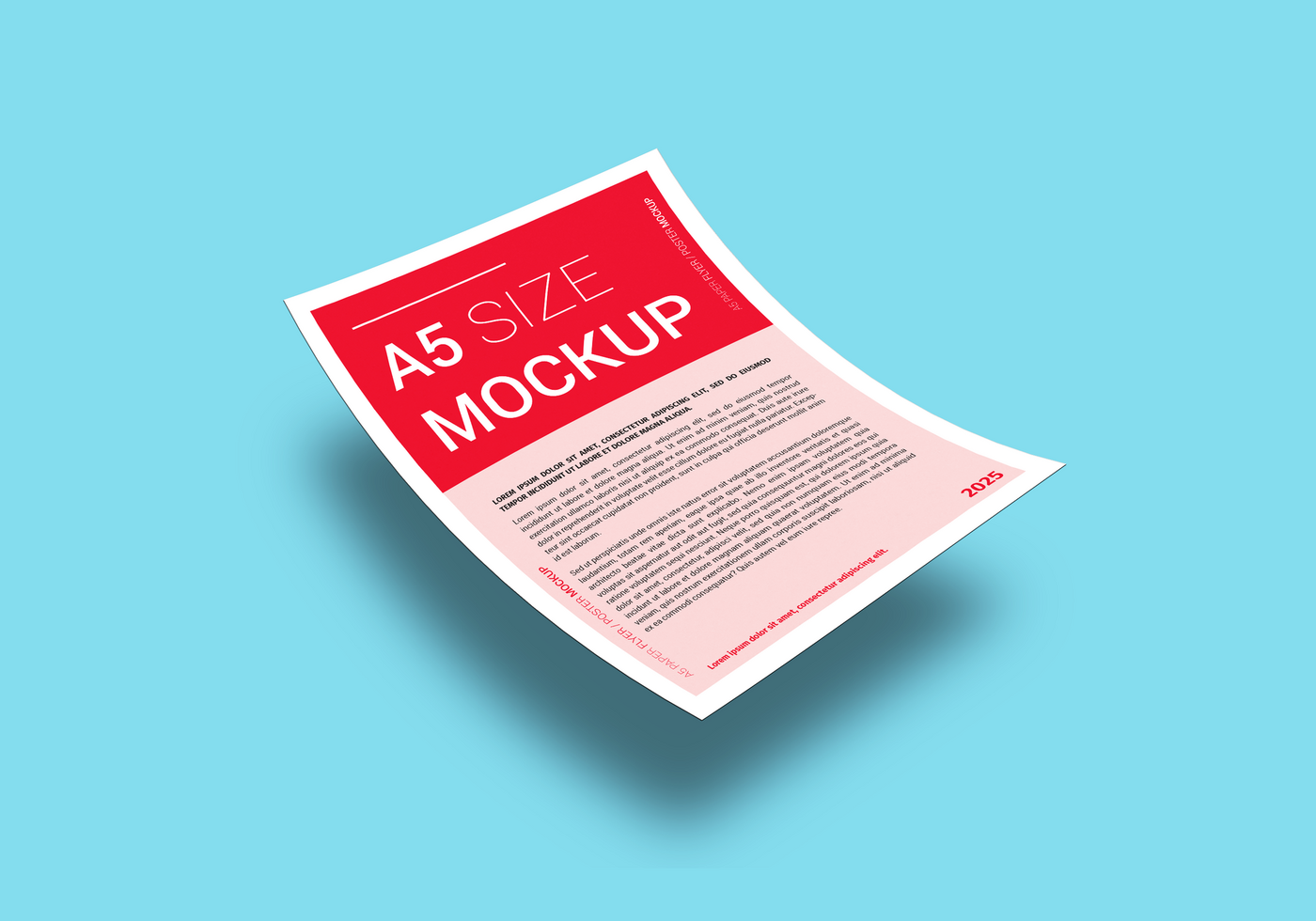 Style Flying A5 Paper Flyer Mockup psd