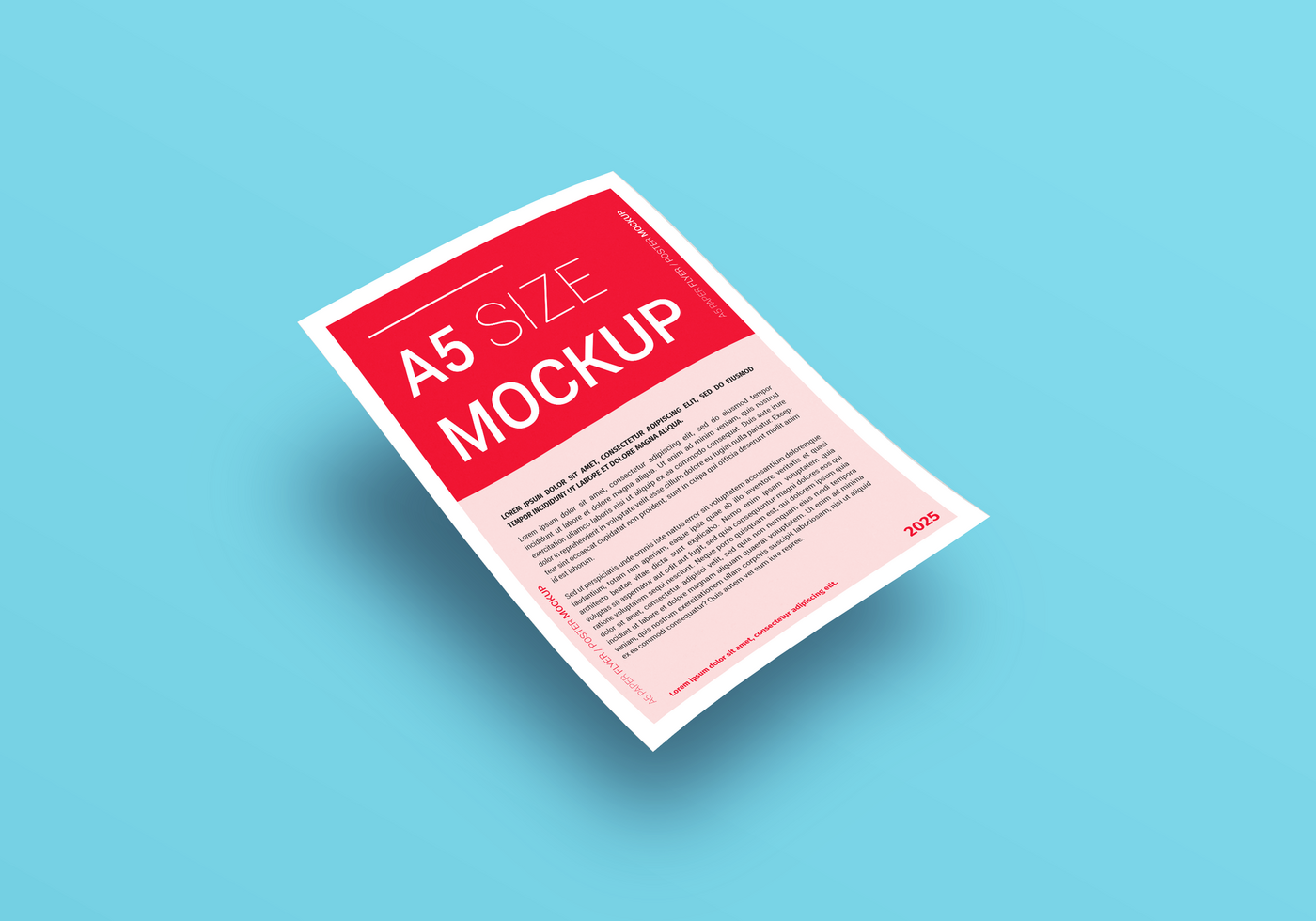 Flying A5 Paper Flyer Mockup Template psd