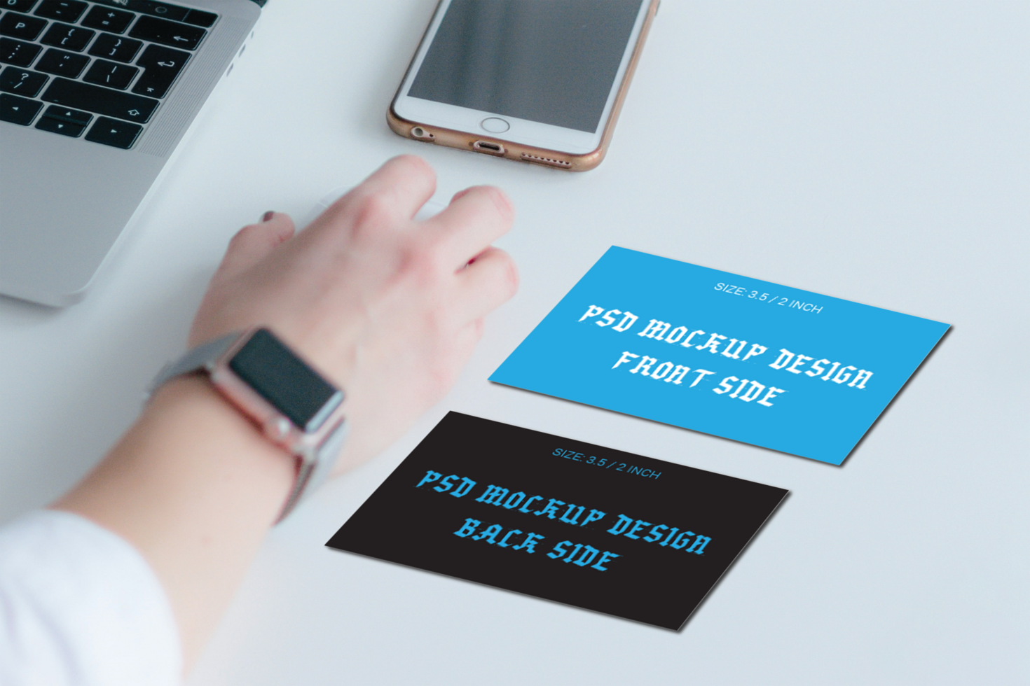 Well Double Sided Business Card Flash Card Gift Card Visiting Card And Thank You Card Mockup File psd