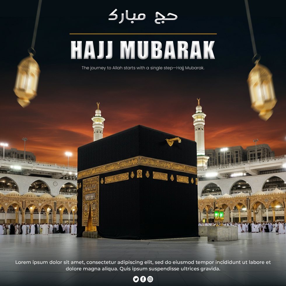 Hajj Celebration Poster with Kaaba in Masjid al Haram Holy Kaaba Hajj Advertisement Hajj psd