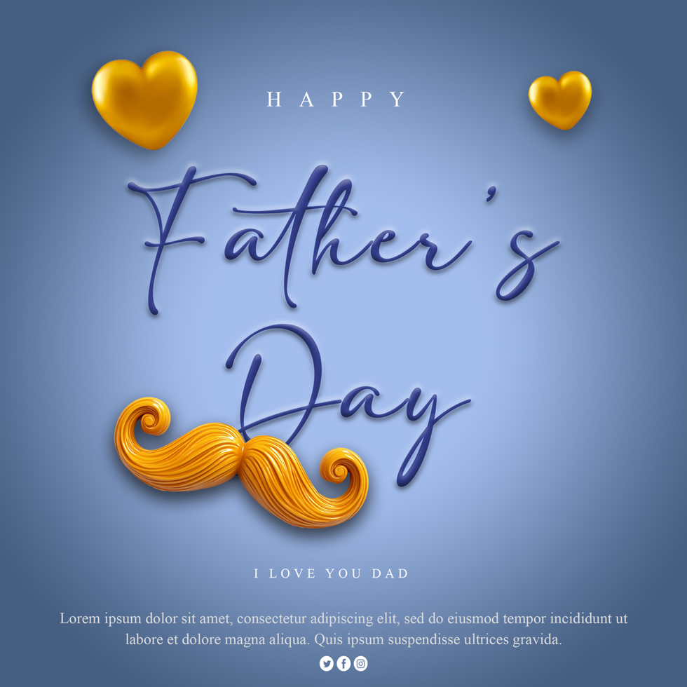 Happy Father Day Social Media Poster Design With Father Day Greeting Text Fathers Day Template psd