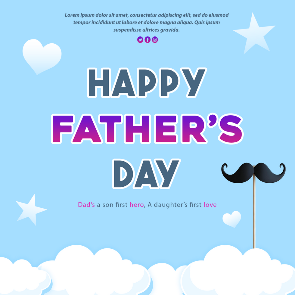 Father Day Social Media Poster Template With Greeting Text Design Father Day typography Fathers psd