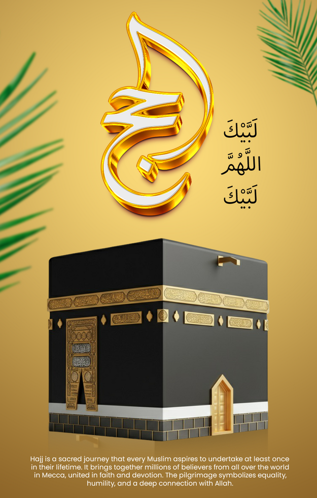 Hajj Mubarak Celebration Poster With Gold Glow and Lanterns Hajj Advertisement psd