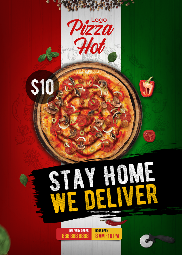 Poster Top Image Italian Pizza Restaurant Trifold Menu psd