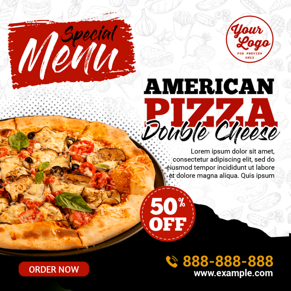 American Pizza special menu promotion psd