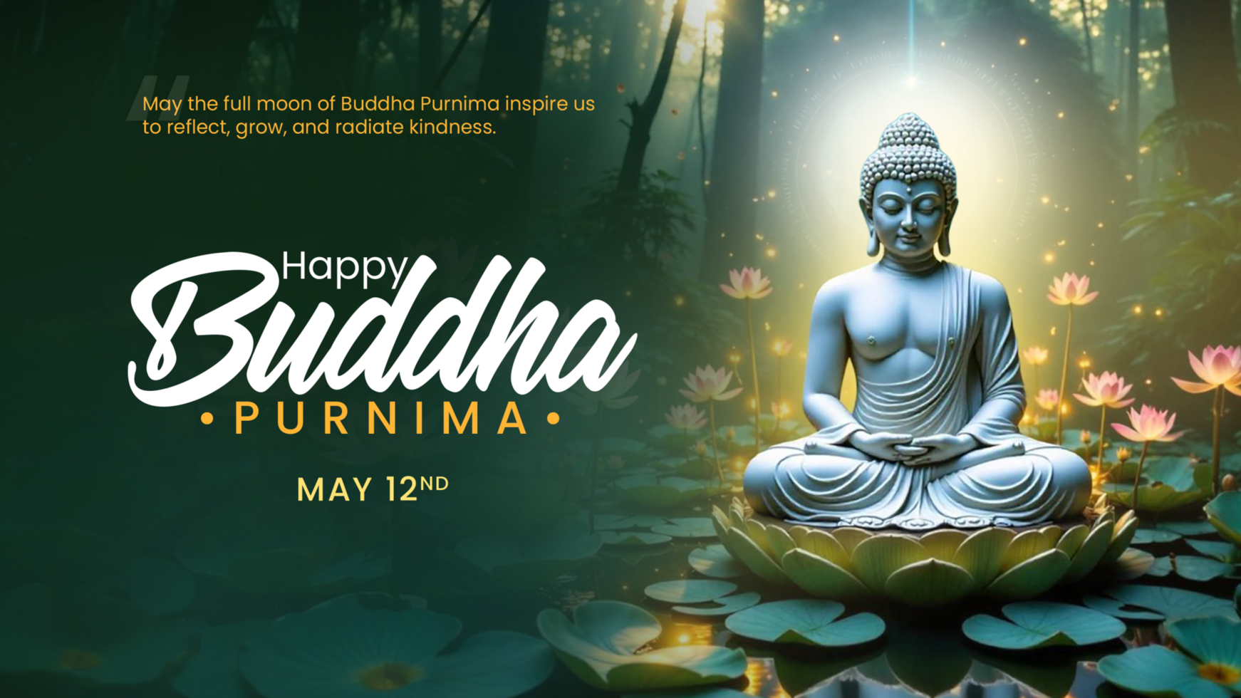 Dark and Green Happy Buddha Purnima Social Media Banner psd