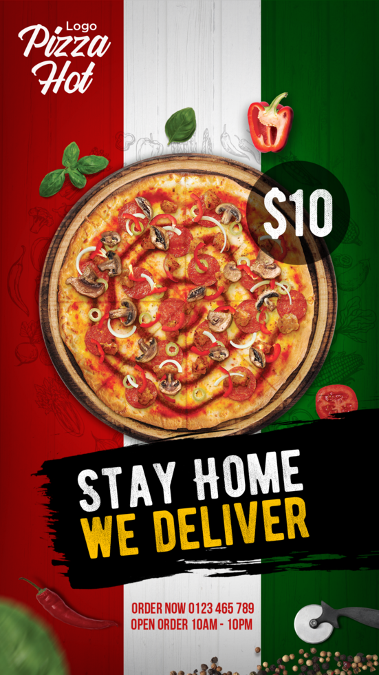 Center Image Italian Pizza Social Media psd