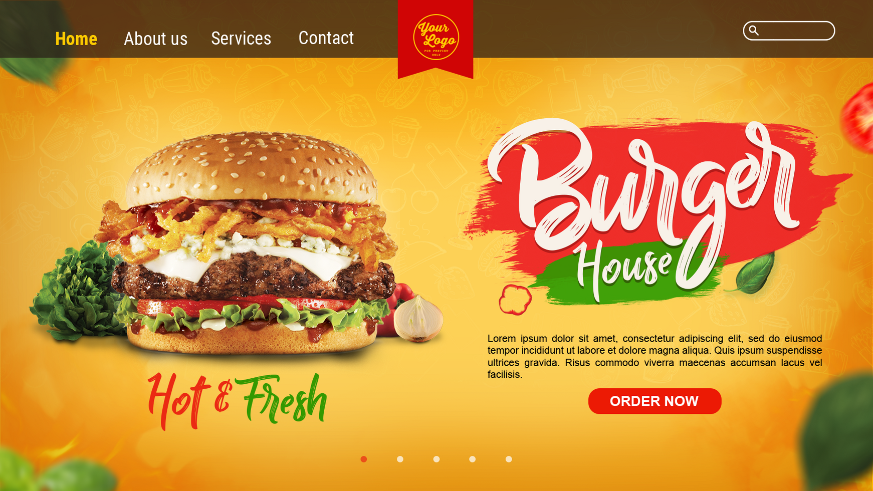 Web Banner or landing page Burger House Food Restaurant Promotion psd