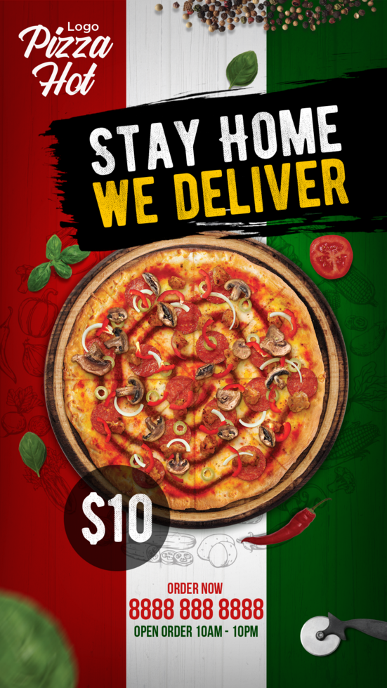 Center Image Italian Pizza Social Media Story psd