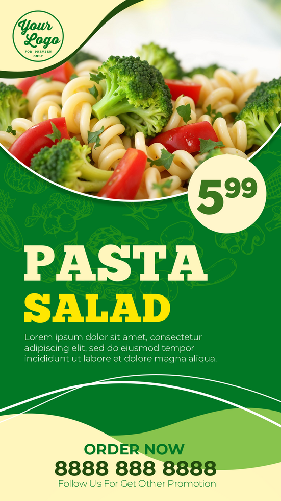 Top Image Story Pasta Salad Vegan Food Promotion psd
