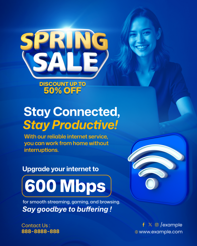 Spring Sale Blue Internet Provider Promotion psd