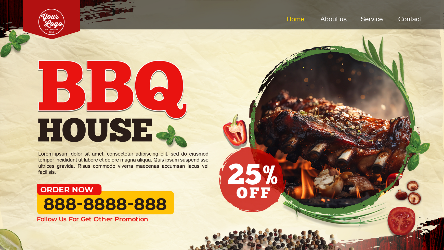 Image in left BBQ House Web Banner psd