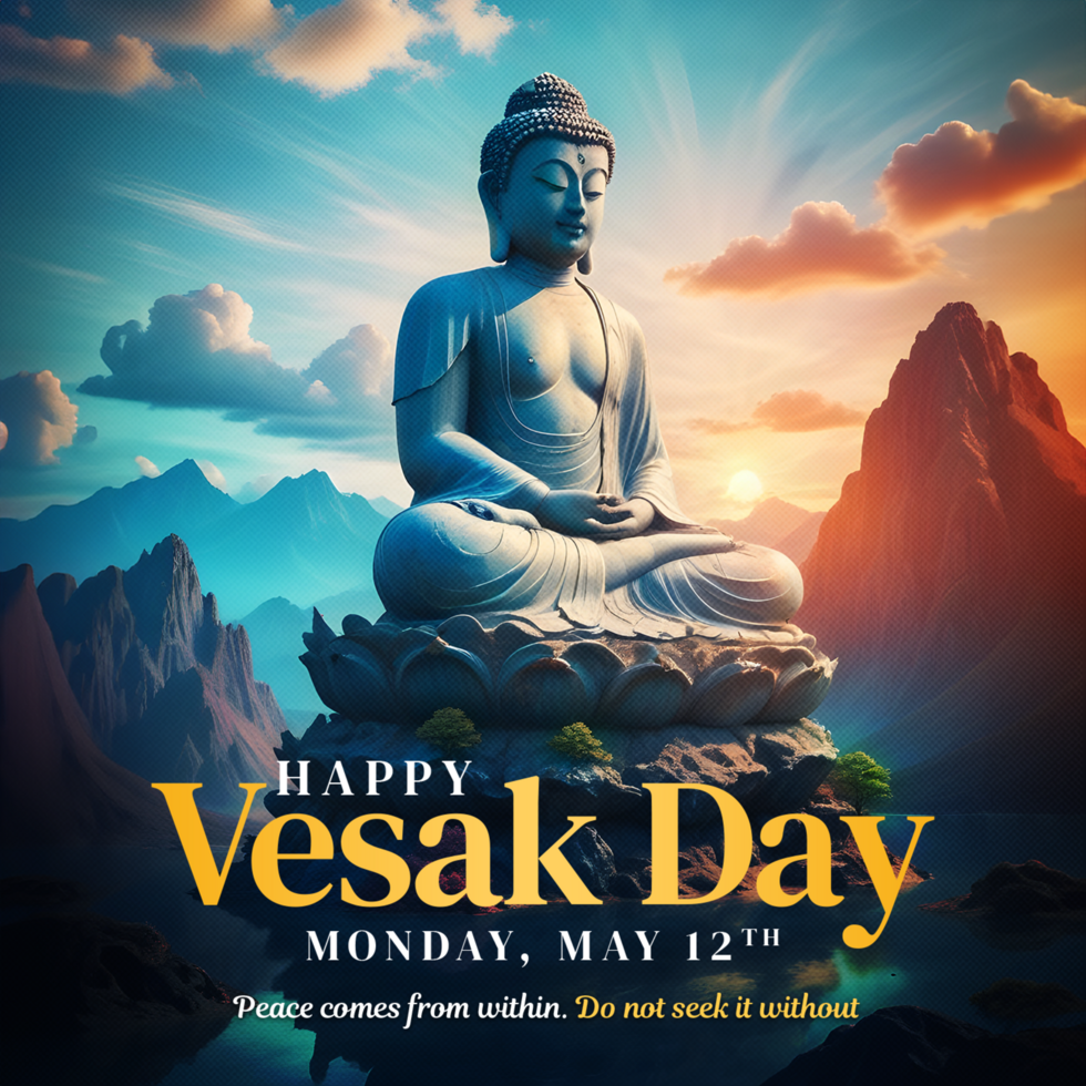 White Stone Buddha Statue in morning background psd