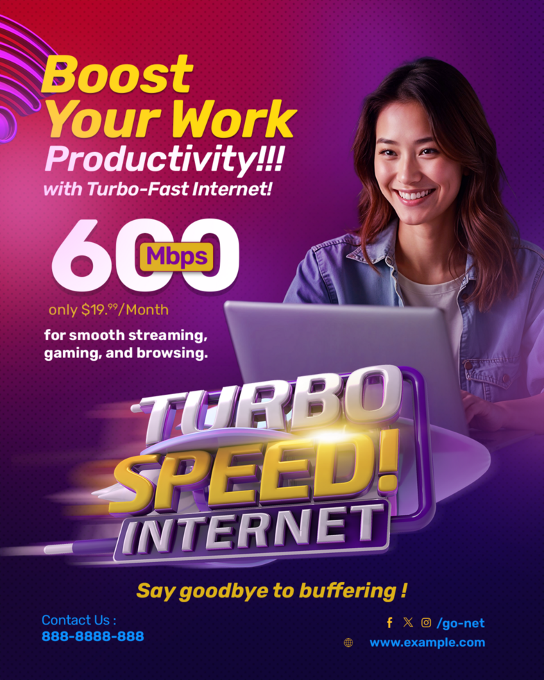 Boost Your Work Turbo Speed Internet Provider Promotion psd