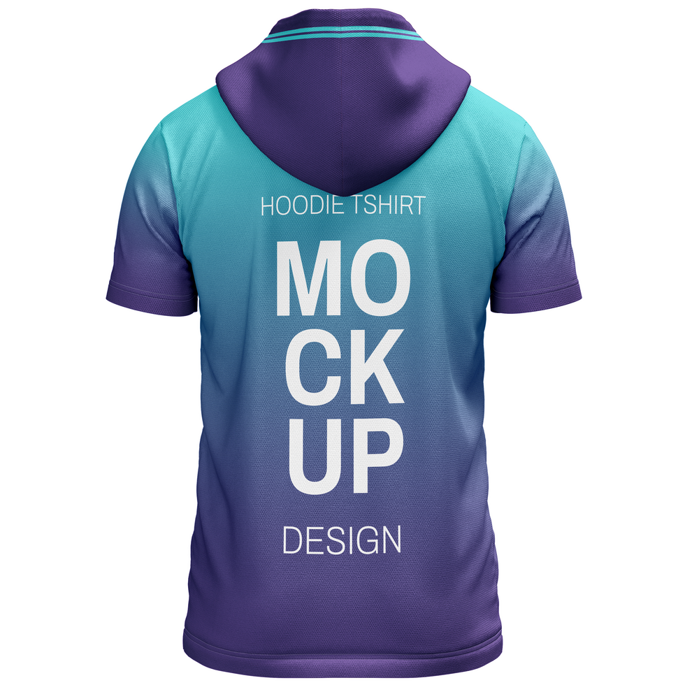 back view Mens hoodie short sleeve tshirt jersey mockup psd