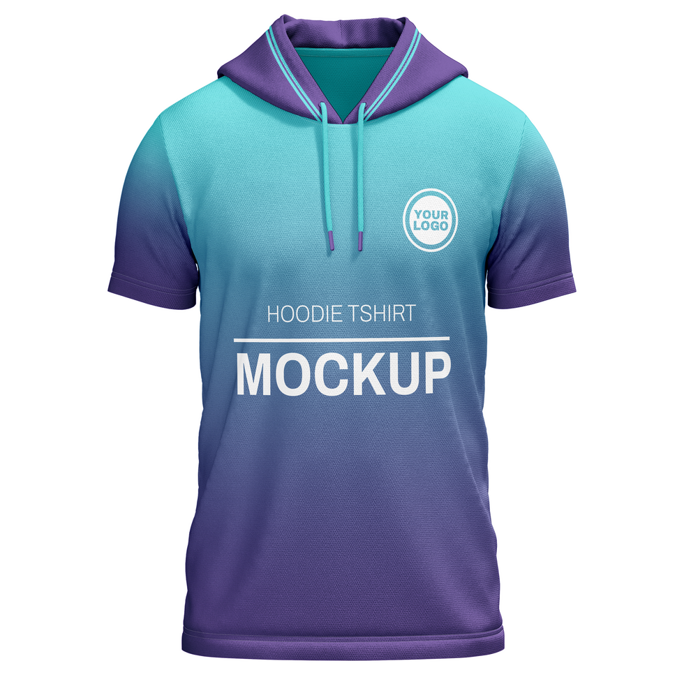 Mens hoodie short sleeve tshirt jersey mockup front view psd