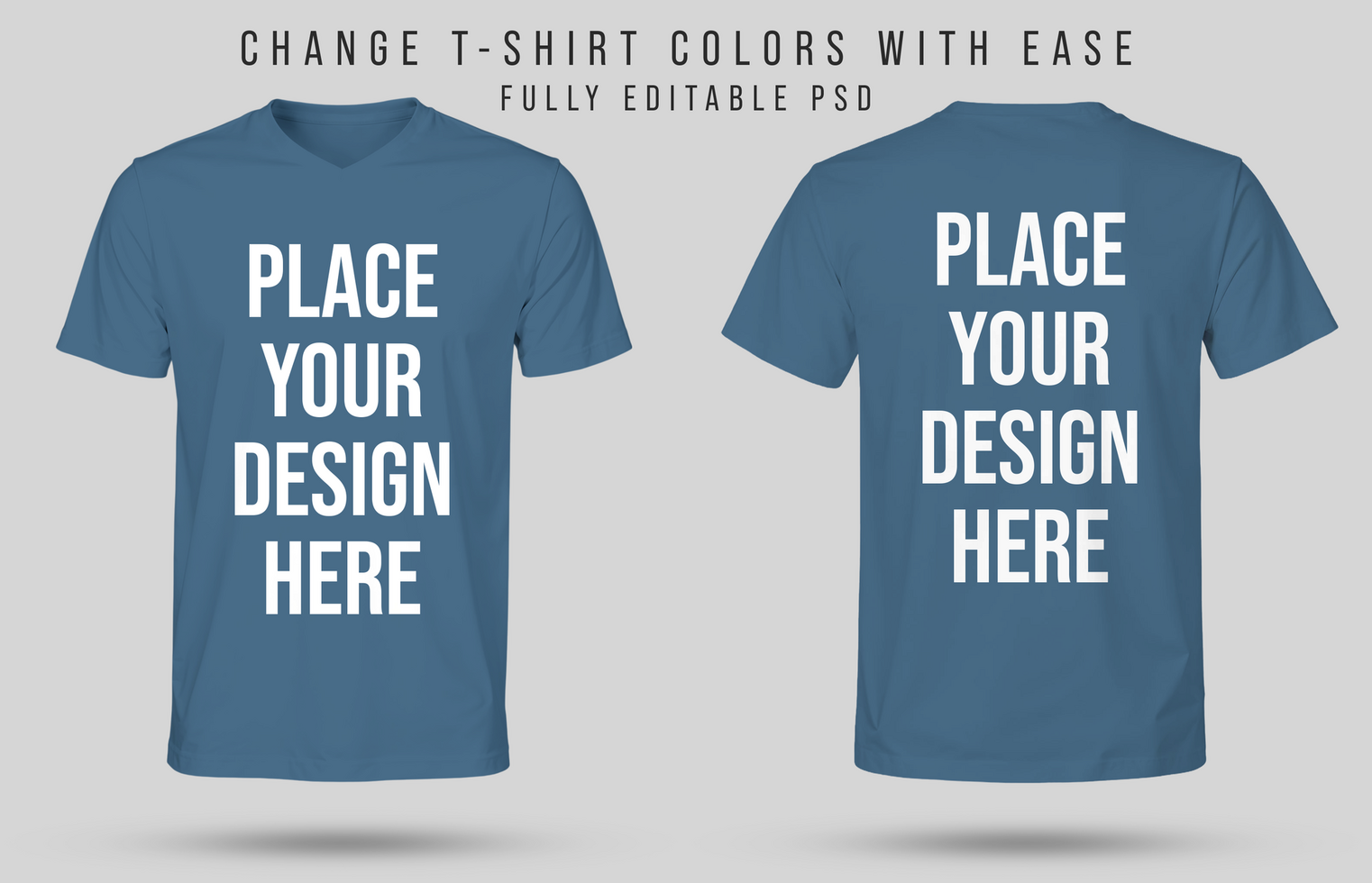 Unisex Mens v neck ghost tshirt mockup front and back view psd