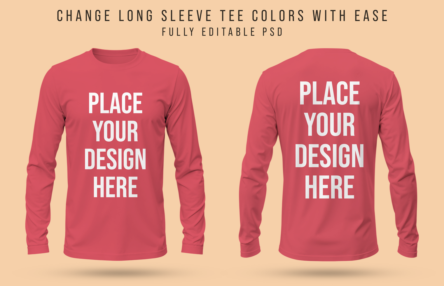 Long Sleeve Tee Mockup with Editable Design Placement psd