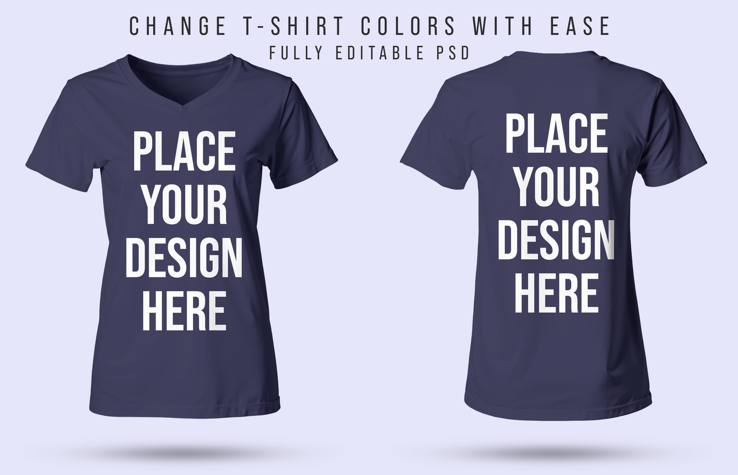 Womens v neck ghost tshirt mockup front and back view psd