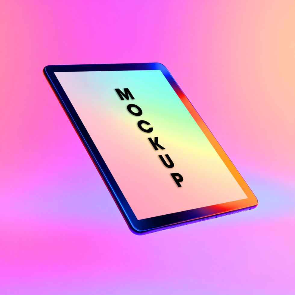 Vibrant Tablet Mockup Colorful Background Modern Design psd