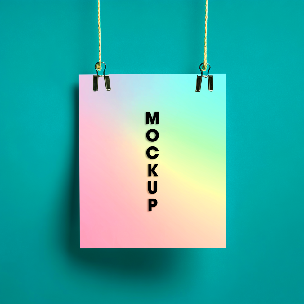 Poster Mockup Gradient Background Teal Wall psd
