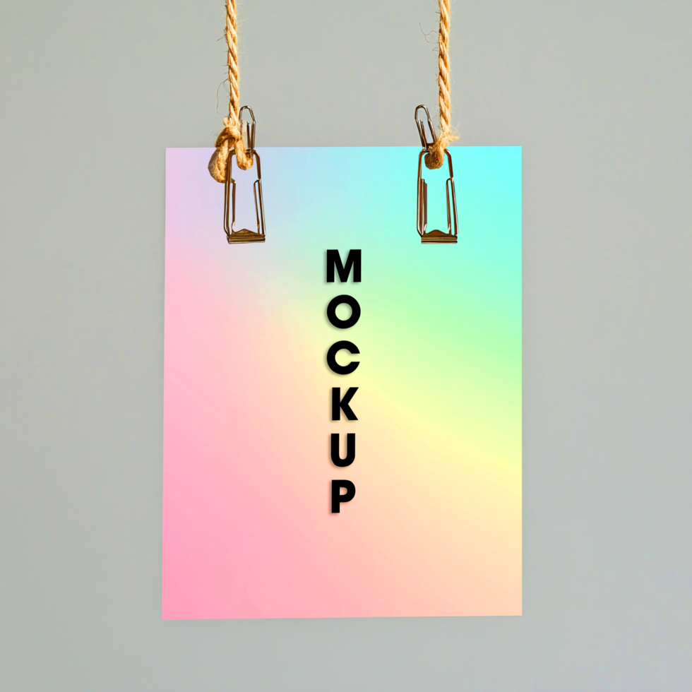 Pastel Rainbow Mockup Hanging Sign Template for Branding Design psd