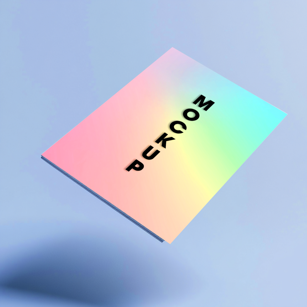 Holographic Pastel Gradient Background with Puskcom Branding psd